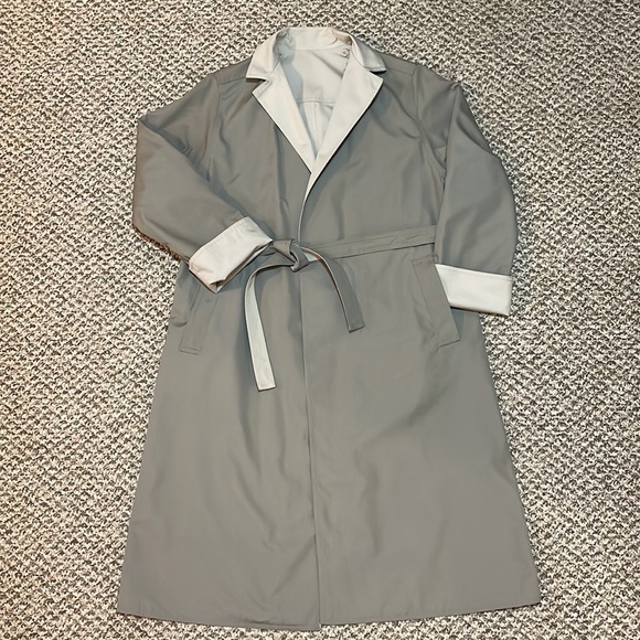 Vintage 90s Rare Forecaster of Boston Reversible Open Front Belted Trench Coat - Picture 3 of 16